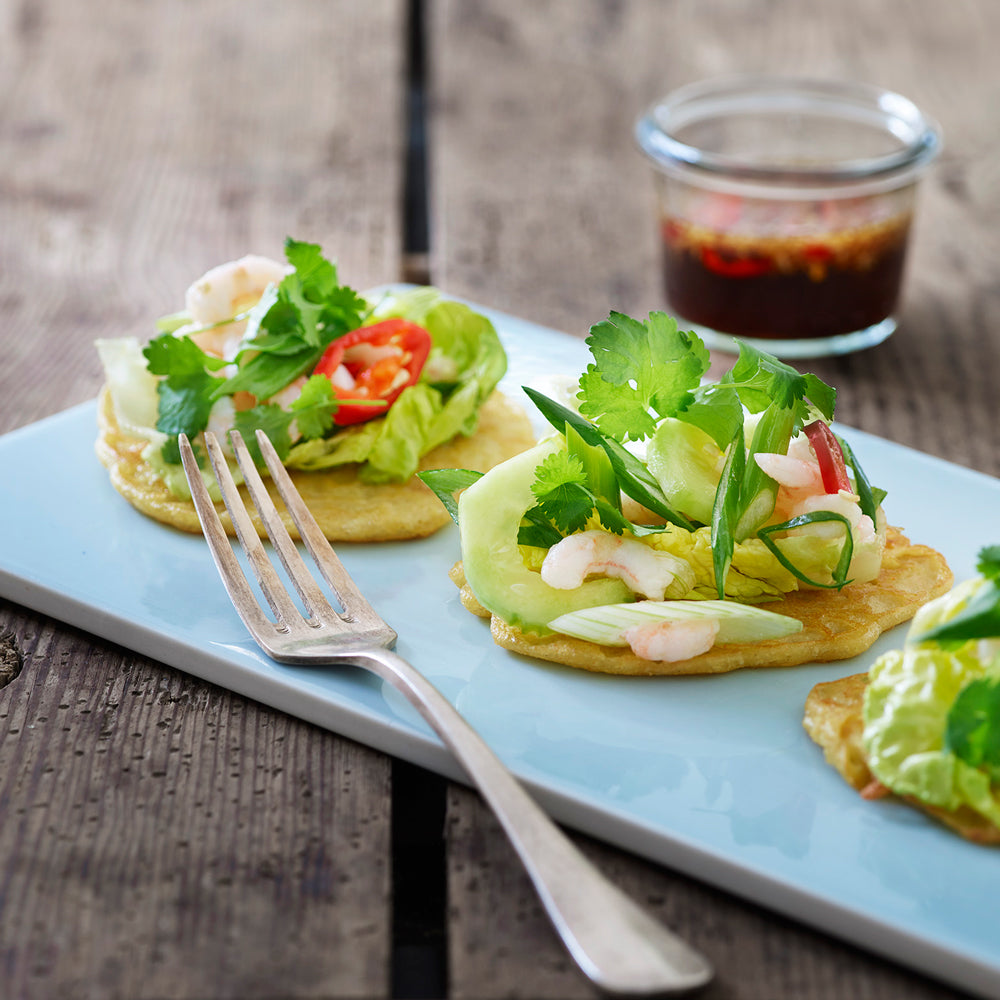 Crispy pancakes with shrimp