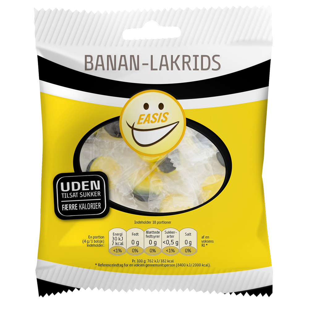 EASIS Banana Liquorice drops, 70 g